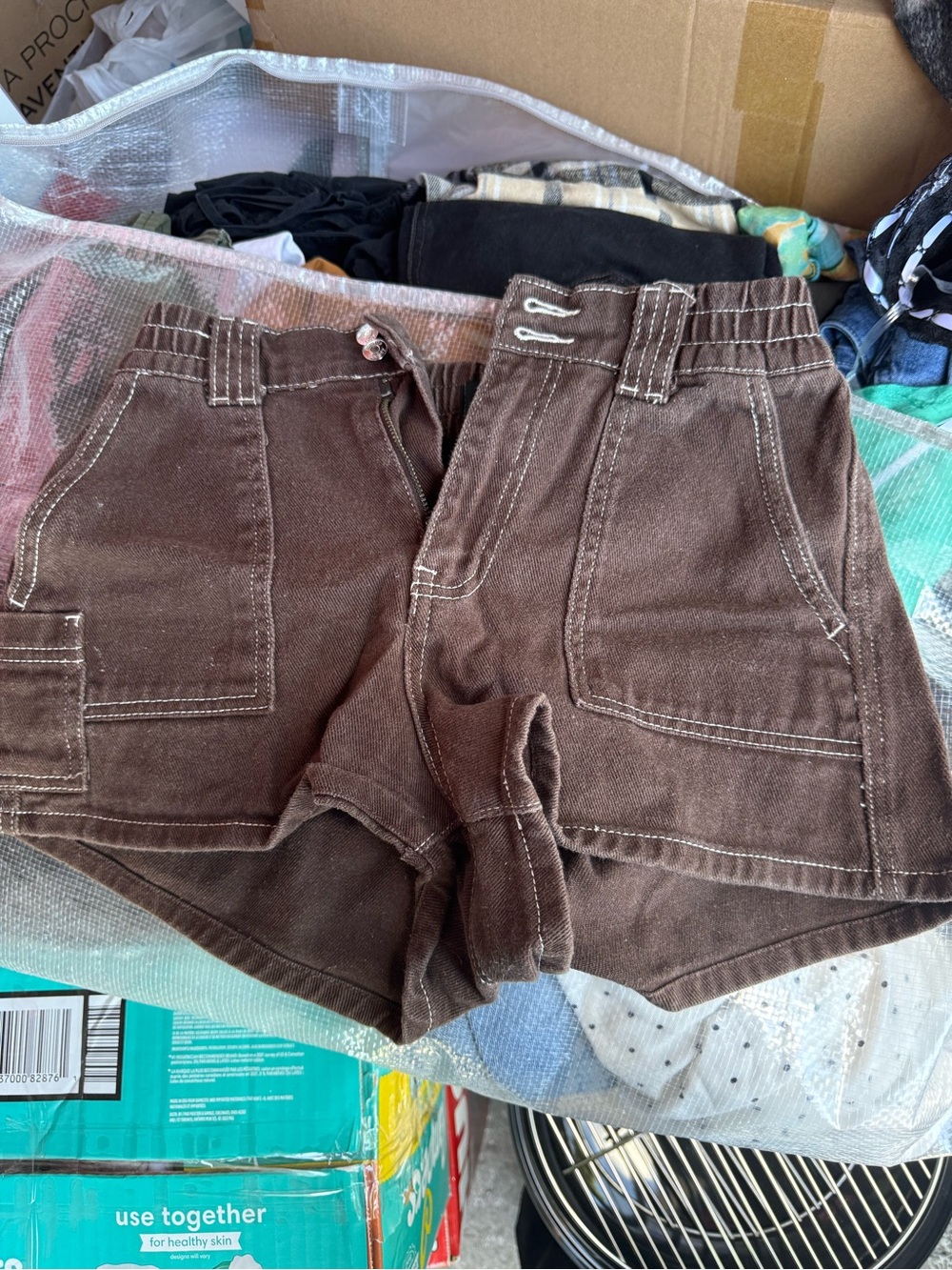 Brown Women's Cargo Shorts with Utility Pockets